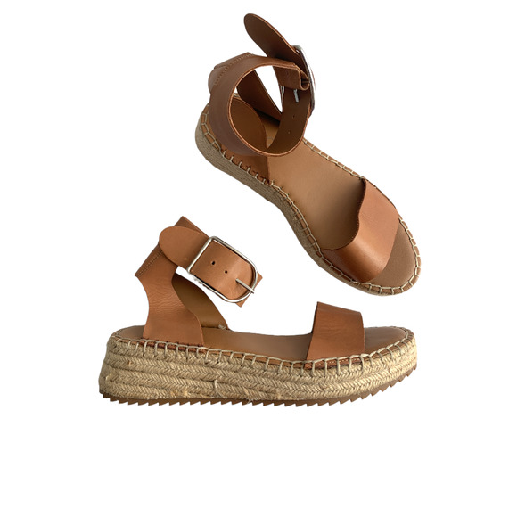 Franco Sarto Shoes - Franco Sarto Marona Espadrille Strap Wedge Sandals Cognac Brown Size US 7.5M